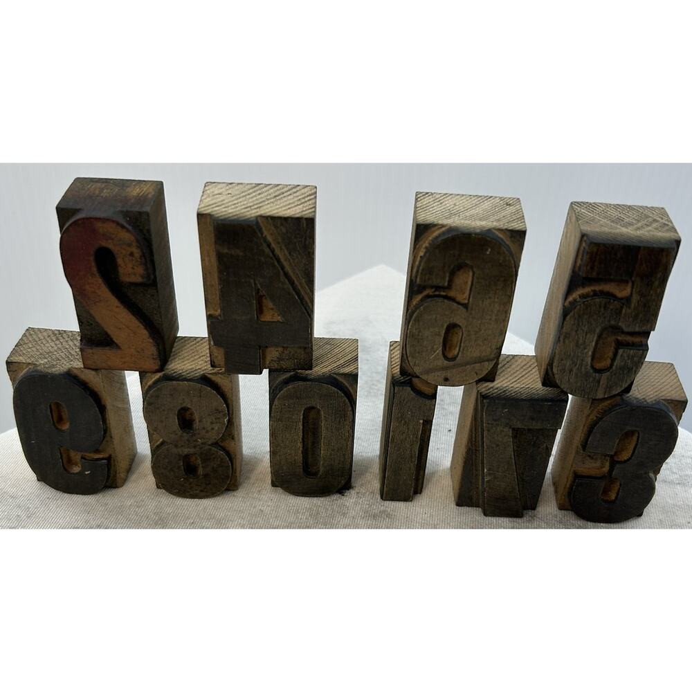 Vintage 2" Wood Letterpress Printing Type Numbers Blocks Philadelphia Shop